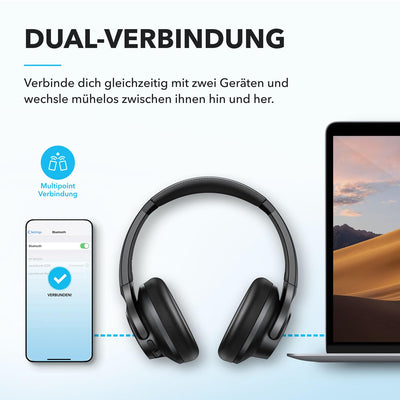 soundcore by Anker Q20i kabelloser Bluetooth Over-Ear-Kopfhörer mit Hybrid Active Noise Cancelling, 40h Spielzeit im ANC-Modus, Hi-Res Audio, tiefer Bass, Personalisierung per App(Weiß)