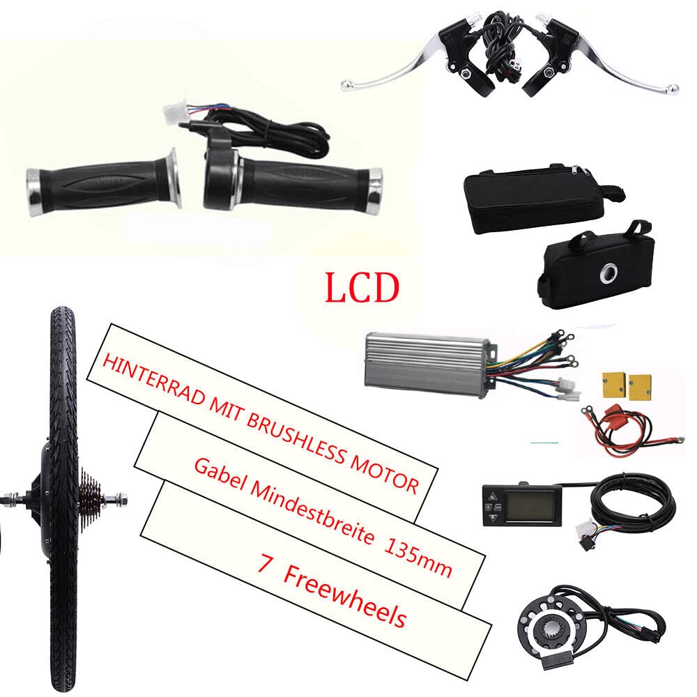 WSIKGHU E-Bike Umbausatz 26 Zoll E-Bike Umbausatz 48V 1000W Ebike Hinterrad Umbausatz Kit Elektrofahrrad Umbausatz 26” Ebike Conversion Kit Mit LCD-Display