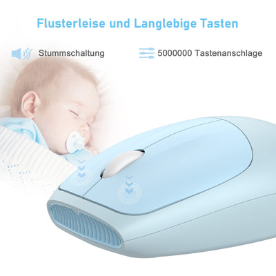 PINKCAT Tastatur Maus Set kabellos farbig, 2.4G Bunte Funktastatur mit Maus Retro Tastatur Cute Wireless Keyboard Silent Mouse für Computer/Desktop/PC/Laptop Geschenke - Blau