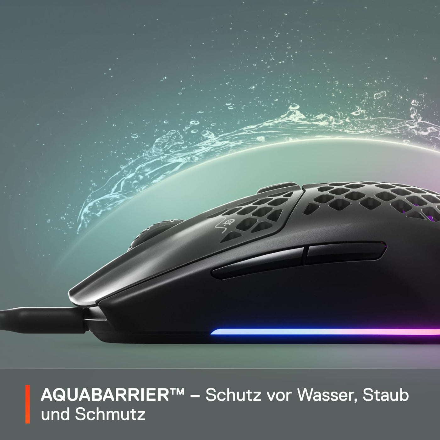 SteelSeries Aerox 3 - Superleichte Gaming-Maus - Optischer TrueMove Core Sensor mit 8.500 CPI - Ultraleichtes, wasserfestes Design - Schwarz