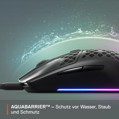 SteelSeries Aerox 3 - Superleichte Gaming-Maus - Optischer TrueMove Core Sensor mit 8.500 CPI - Ultraleichtes, wasserfestes Design - Schwarz