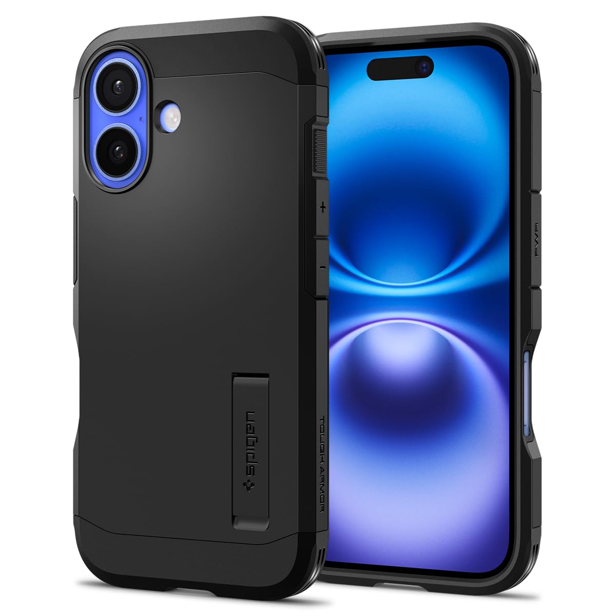 Spigen Tough Armor (AI) Hülle Kompatibel mit iPhone 16 -Schwarz