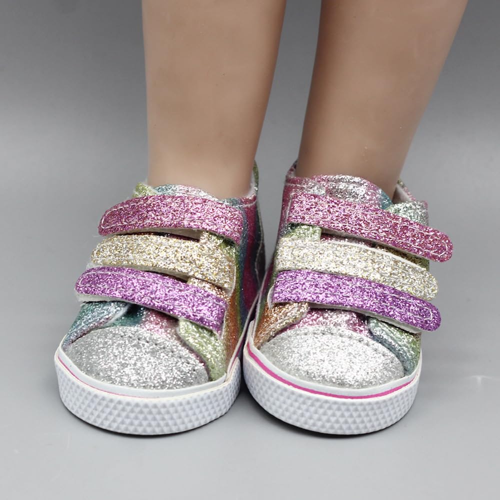 10 Paar 18 Zoll Puppenschuhe, BOSOIRSOU 7cm Stiefel Tanzschuhe Sandalen Freizeitschuhe Segeltuchschuhe Fit für 45cm American Girl Puppe Zubehör