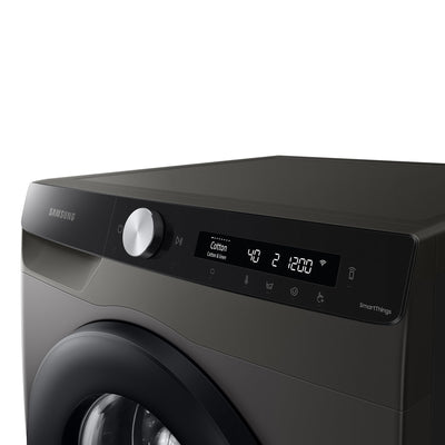 Samsung Waschmaschine, 8 kg, 1400 U/min, Ecobubble, Automatische Waschmittel- und Weichspülerdosierung, Inox/Schwarz, WW80T534AAXAS2