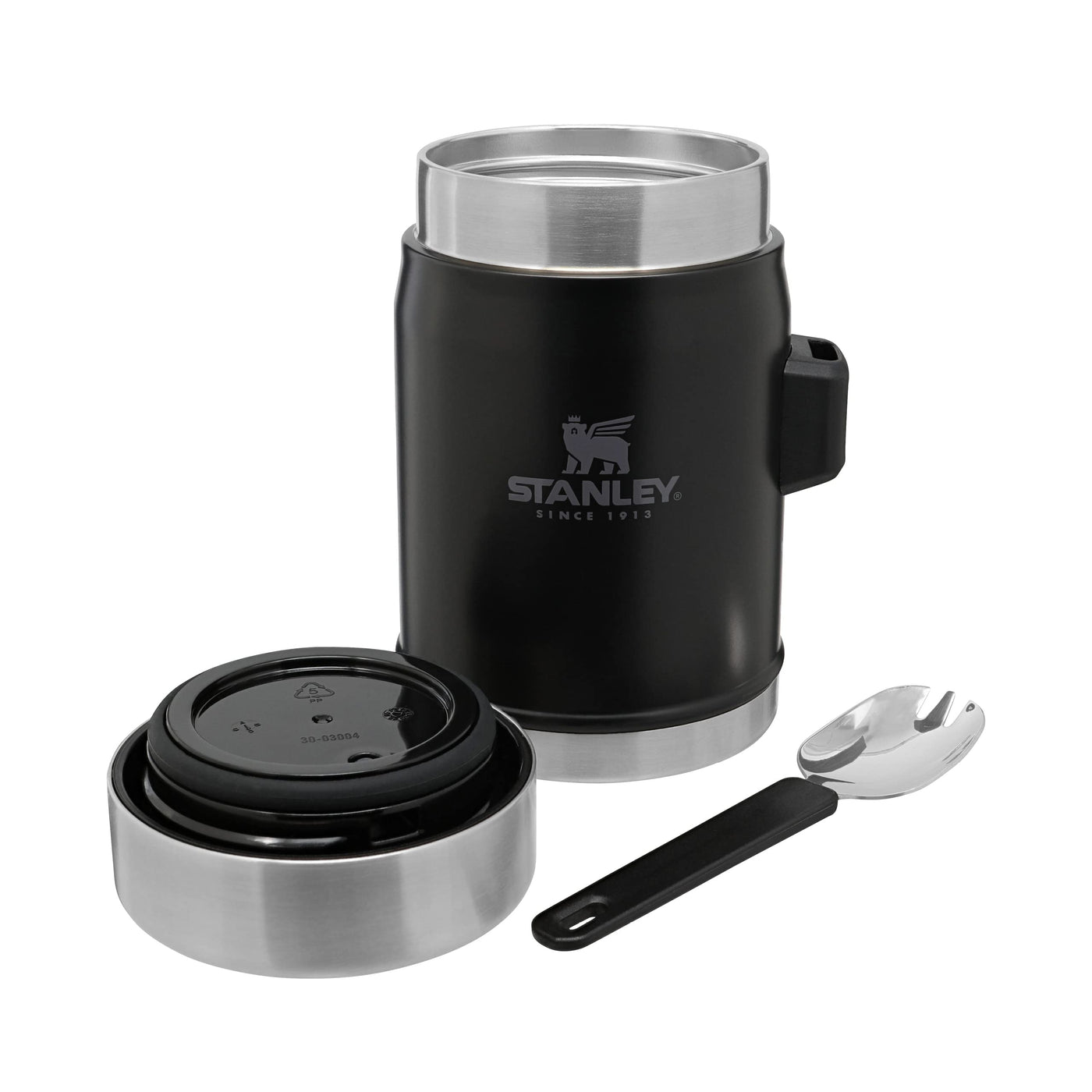 Stanley Classic Legendary Thermobehälter für Essen mit Göffel 400 ml - Hält 7 Stunden Heiß oder Kalt - Edelstahl Warmhaltebehälter Essen - BPA-Frei - Spülmaschinenfest - Matte Black