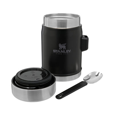 Stanley Classic Legendary Thermobehälter für Essen mit Göffel 400 ml - Hält 7 Stunden Heiß oder Kalt - Edelstahl Warmhaltebehälter Essen - BPA-Frei - Spülmaschinenfest - Matte Black