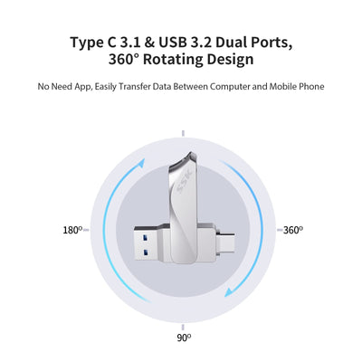 SSK USB Stick 128GB USB 3.2 Speicherstick Metall Memory Stick Dual USB-Sticks USB-A & Typ-C OTG USB-Flash-Laufwerk Wasserdichter Datenspeicher Up to 200MB/s, Ultra Fit Flash Drive für Datenspeicherung