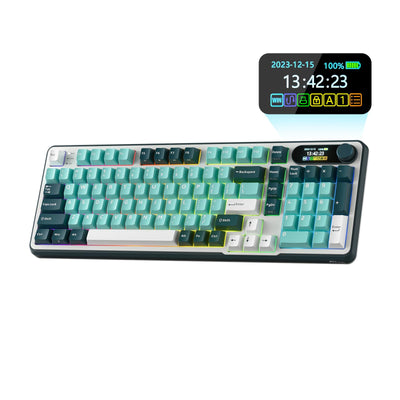 RK ROYAL KLUDGE S98 Mechanische Tastatur mit Smart Display & Knopf, Top Mount 96% Kabellose Mechanische Tastatur BT/2.4G/USB-C, Hot-Swap-fähige, Software, Massiver Akku, 98 Tasten, QWERTY