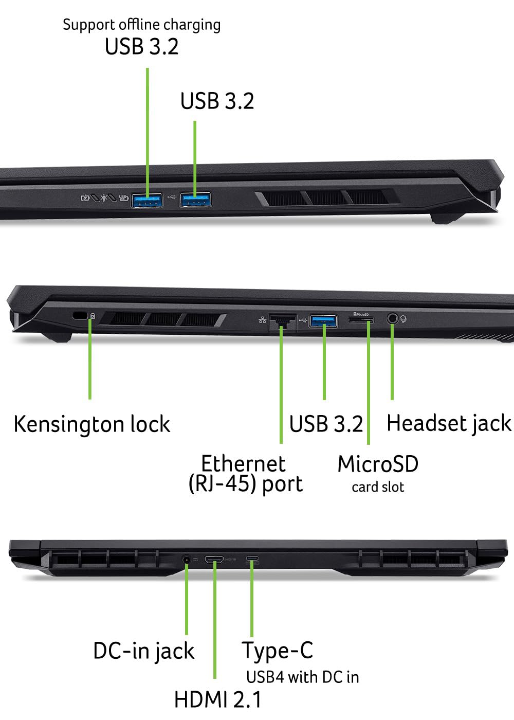 acer Nitro V 17 AI (ANV17-41-R0BS) Gaming Laptop, 17" FHD IPS 144Hz Display, AMD Ryzen 7 260, 16 GB RAM, 1 TB SSD, NVIDIA GeForce RTX 5060, Windows 11, QWERTZ Tastatur, schwarz