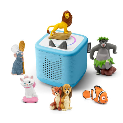tonies Toniebox 2 Bundle Incl. 6 Tonies: Disney Cap&Capper,König der Löwen,Ratatouli,Dschungelbuch,Nemo,Aristocats,Himmelblau, Audioplayer für Hörbücher, Lieder, Einschlafen und Tonieplay für Kinder