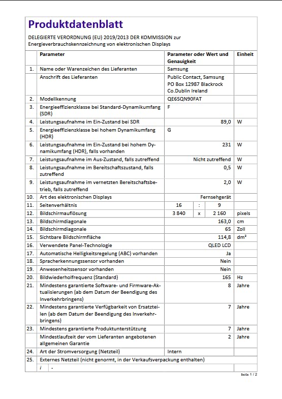 Samsung Neo QLED TV, 65 Zoll, 4K Mini LED, QE65QN90FATXXN