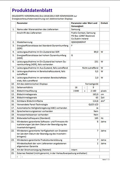 Samsung Neo QLED TV, 65 Zoll, 4K Mini LED, QE65QN90FATXXN