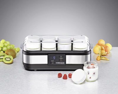 ROMMELSBACHER Joghurtbereiter JG 40 - für bis zu 1200 g Joghurt, LCD Display, 18 Stunden Zeitschaltuhr, automatische Abschaltung, elektronische Temperaturregelung, 8 Portionsgläser à 150 ml, 40 Watt