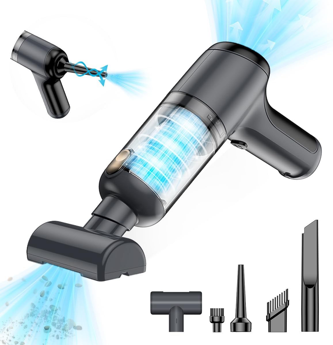 USUIELIGHT Handstaubsauger Akku 6000Pa - Handstaubsauger Kabellos mit 18 Min Laufzeit, 4000mAh, Leicht und Tragbar, Autosauger mit Blas- und Saugfunktion für Auto, Haus, Büro, Tierhaare