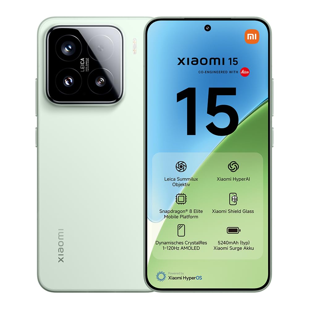 Xiaomi 15 Smartphone, 12+512GB, Schwarz, Handy ohne Vertrag, 50MP Leica Kamera, 120Hz WQHD+ AMOLED Display, Snapdragon 8 Elite, 5240mAh, 90W HyperCharge, Xiaomi Hyper AI, Dual-SIM