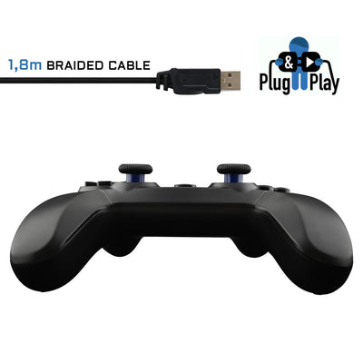 THE G-LAB K-Pad THORIUM - Gaming-Controller PC & PS3 USB mit integrierter Vibration, Gamepad-Game-Controller-Kabel verbunden - Joystick für PC Windows 10-11, PS3 (Mit Kabel)