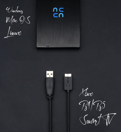 HURRICANE GD25612 Externe Festplatte 1TB Speicher 2,5" USB 3.0 TV PC Ps4 Ps5 Xbox kompatibel mit Windows Mac Linux