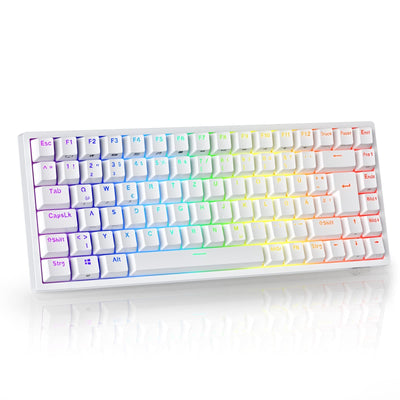 RK ROYAL KLUDGE RK84-DE 75% Gaming-Tastatur, 85 Tasten Kompakte TKL , Bluetooth Mechanische , Roter Schalter, RGB Hintergrundbeleuchtung, 2.4Ghz für Mac & Windows