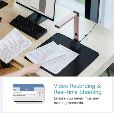 Kalopsia 13MP Professioneller Buchscanner: A3 Erfassungsgröße OCR Scanner Visualizer, 3-Level-LED HD Tragbarer Buchscanner, Mehrsprachiger USB-Dokumentenkamera für Unterrichtsbesprechungen