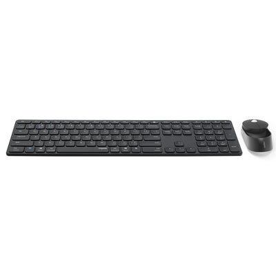 Rapoo 9850M kabelloses Tastatur-Maus Set Wireless Deskset 1600 DPI Sensor wiederaufladbarer Akku flaches Aluminium Design DE-Layout QWERTZ PC & Mac - dunkelgrau