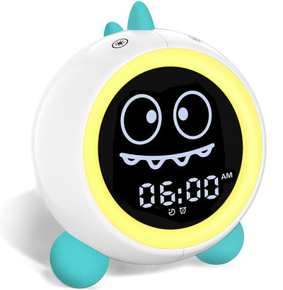 DINOTIME Schlaftrainer Kinder, Kinderwecker mit Nachtlicht Soundmaschine Timer für Schulanfänger Mädchen Jungen (Grün)