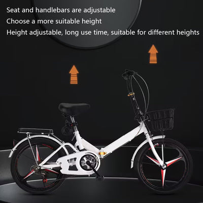 JTBDWOSK Faltbares Fahrrad 20/22 Zoll Klappfahrrad Rahmen aus Kohlenstoffstahl Klapprad V Bremse 7 Geschwindigkeit Schnellfaltsystem mit Rücklicht und Autokorb,Schwarz,20in