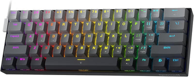 Redragon K617 Schneller Auslöser Gaming Tastatur, 60% Kabelgebundene mechanische Tastatur mit 61 Tasten, Spezieller Magnetschalter, Betätigungspunkt einstellbar, 8K-Hz-Abfragerate, Grau