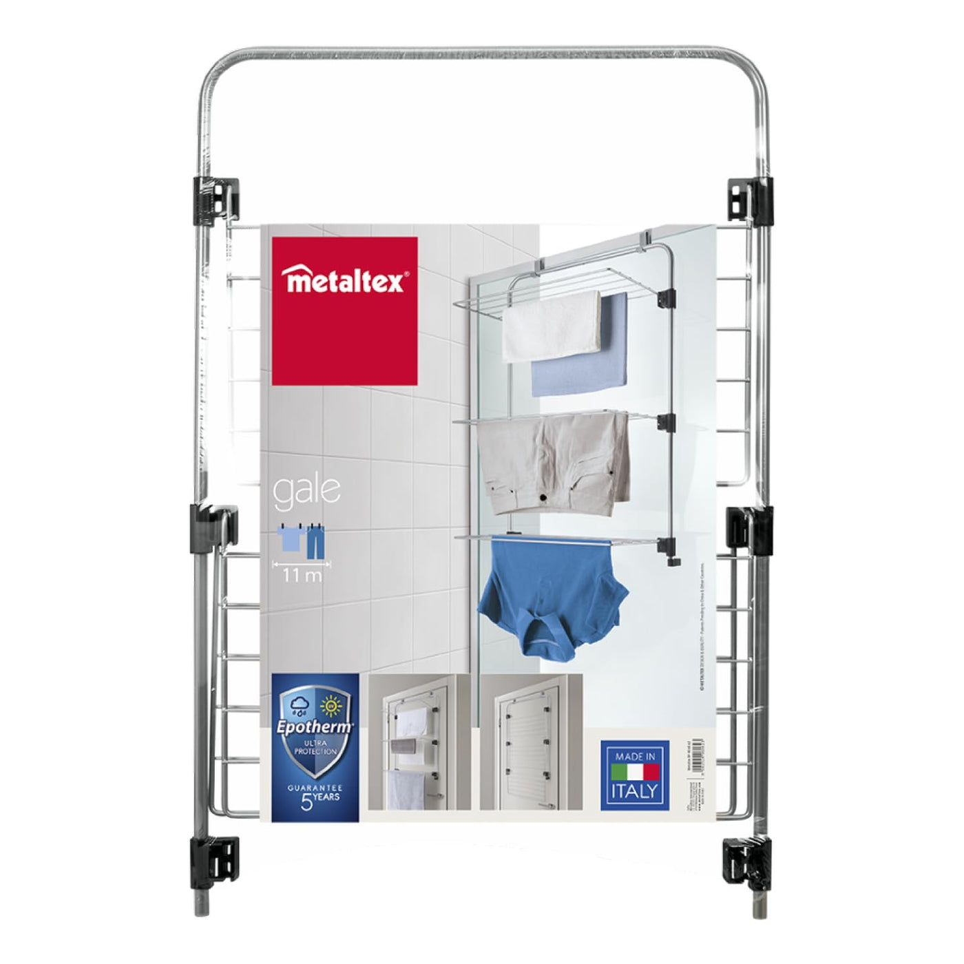 Metaltex Gale Wäschetrockner über der Tür, graue Epotherm-Beschichtung, 3,5 x 58 x 87 cm, für Trockne das Kleidungsstück