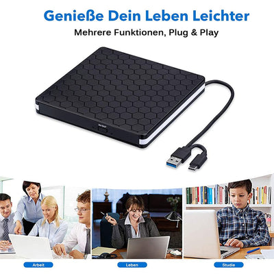 External DVD Drive, Amicool USB 3.0 Type-C CD DVD +/-RW Optical Drive USB C Burner Slim CD/DVD ROM Rewriter Writer Reader Portable for PC Laptop Desktop MacBook Mac Windows 7/8.1/10 Linux OS Apple