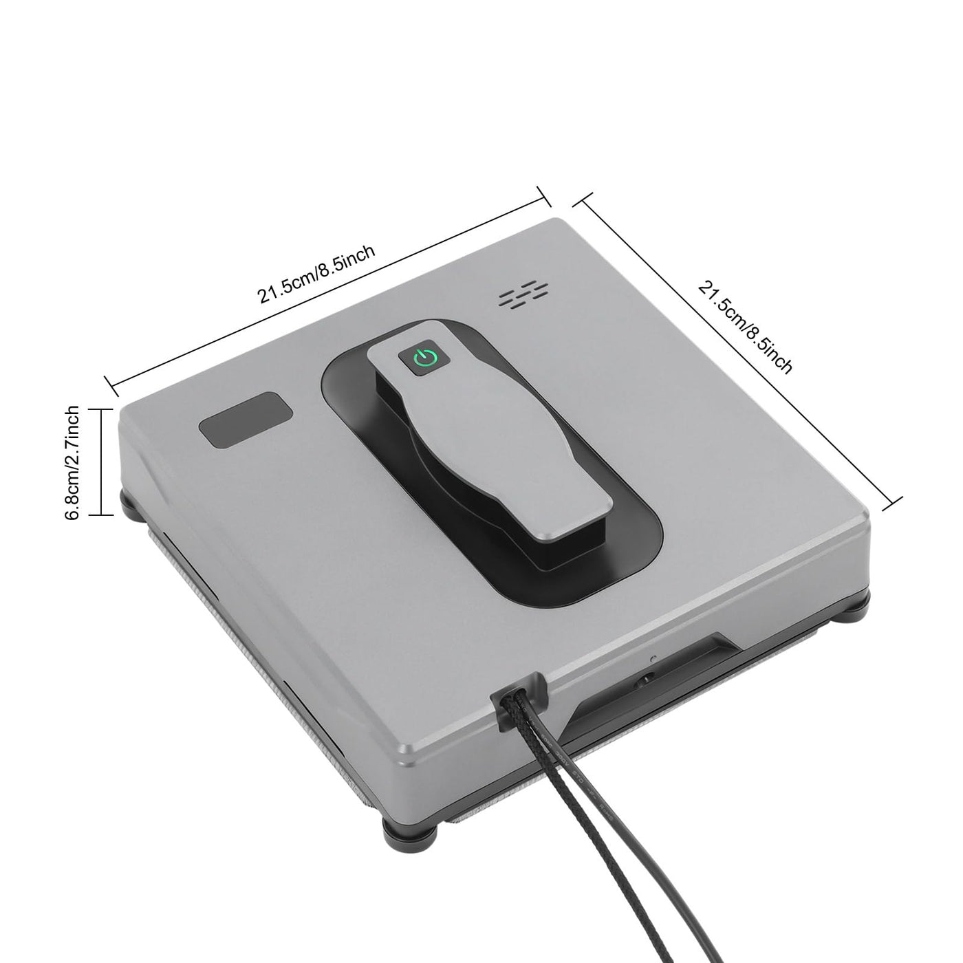 WindWilder Fensterputzroboter Fernsteuerung/APP-Steuerung, 2500Pa Saugleistung, 50ml Wassertank Kapazität, 3 automatischen Pfadmodi (Z/N, N, Z), Zerstäubtes Doppelsprühdesign, 21.5x21.5x6.8cm (Silber)