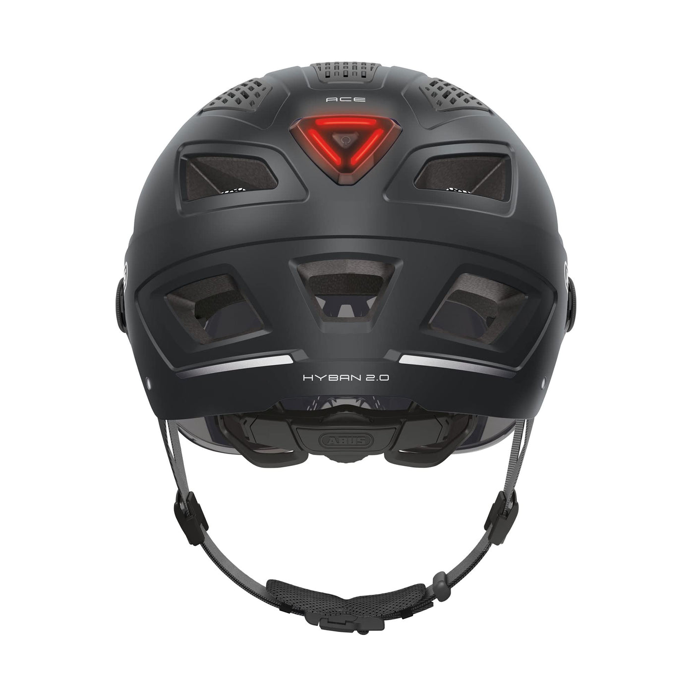 ABUS Stadthelm Hyban 2.0 ACE - Fahrradhelm mit Visier, Licht und ABS-Hartschale - für Damen und Herren - Schwarz (velvet black), Größe L