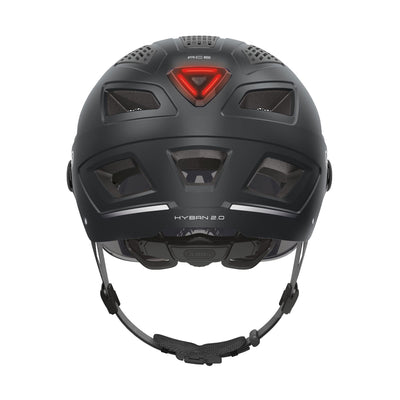 ABUS Stadthelm Hyban 2.0 ACE - Fahrradhelm mit Visier, Licht und ABS-Hartschale - für Damen und Herren - Schwarz (velvet black), Größe L