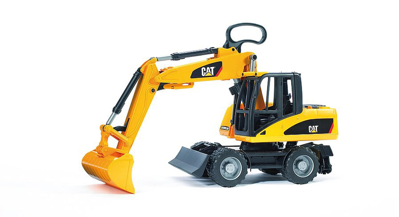bruder 02445 - Cat Mobilbagger - 1:16 Baustelle Baufahrzeug Löffelbagger Arbeiter bworld Baumaschine Spielzeug