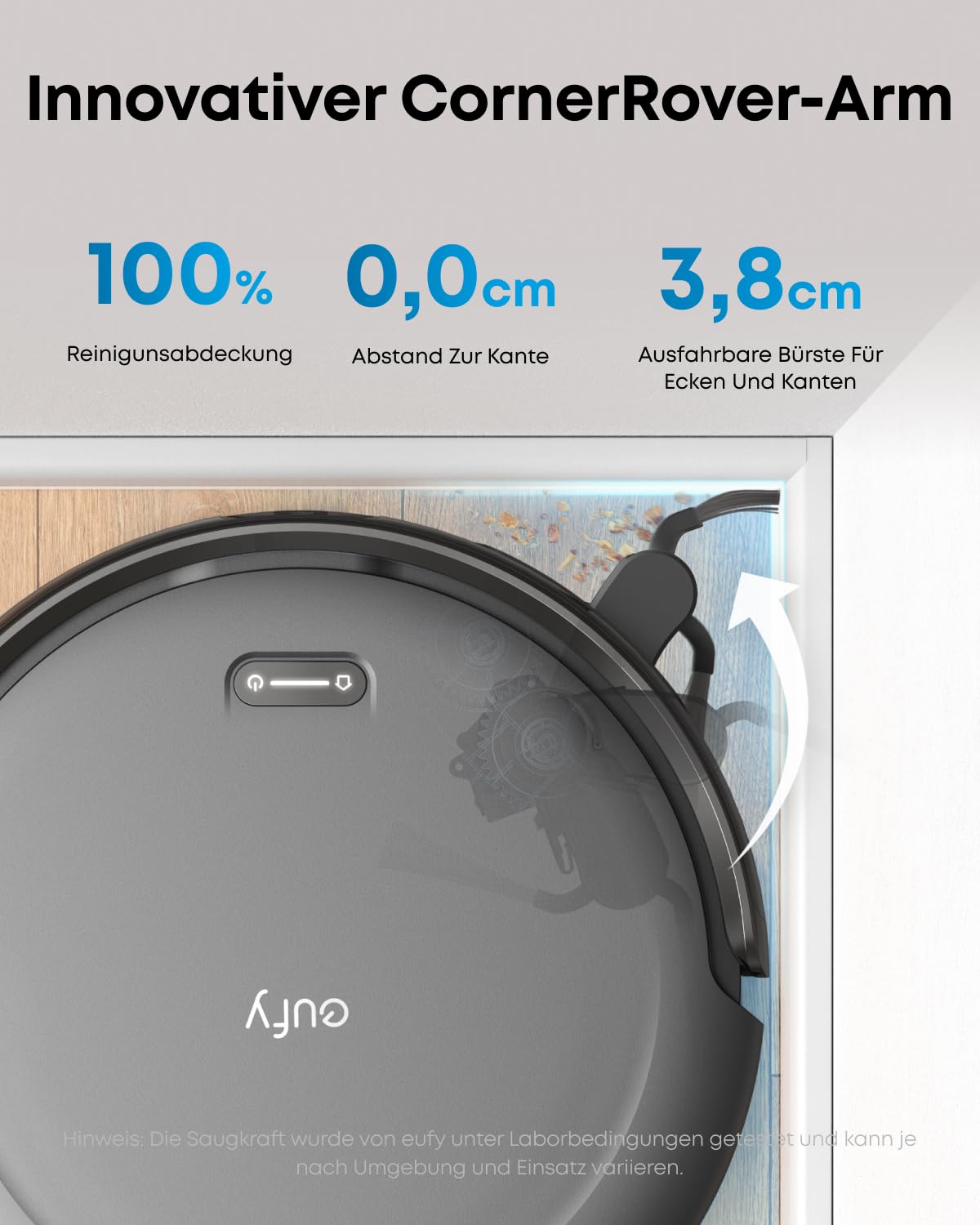 eufy C10 Saugroboter mit Automatischer Absaugstation, 7,3cm Ultraflaches Design, Teppichreinigung, Ausfahrbare Seitenbürste für Ecken, Automatische Entleerung, Punktlaser- & Infrarot-Navigation