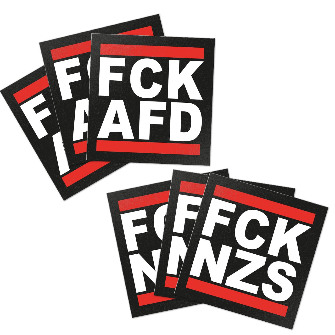 100x Sticker 50x FCKAFD + 50x FCKNZS - 7,4 x 7,4 cm - Politisch Links Outdoor Sticker Aufkleber groß FCK AFD & NZS