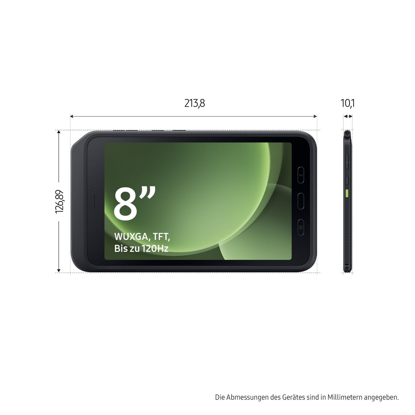 Samsung Galaxy Tab Active5 5G Enterprise Edition, Robustes Android-Tablet, 8 Zoll Display, 6 GB RAM und 128 GB erweiterbarer interner Speicher, Akku 5.050 mAh, Grün
