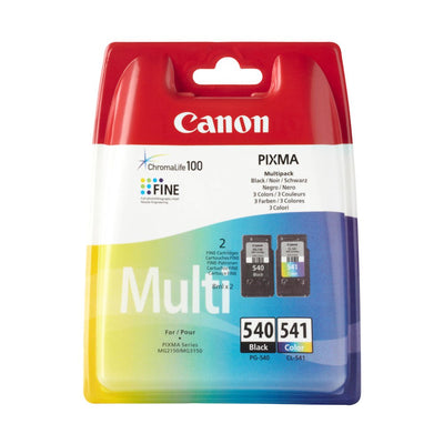 Original Canon 5225B005, 5227B005 / PG-540, CL-541, für Pixma MX 370 2x Premium Drucker-Patrone, Schwarz, Cyan, Magenta, Gelb, 1x 180, 1x 180 Seiten