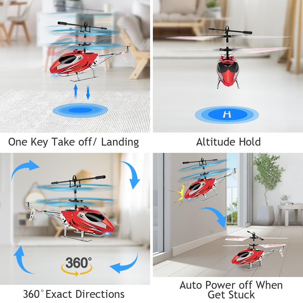 Aolso Hubschrauber RC Helikopter, ferngesteuertes Spielzeug, 3,5 Kanal Indoor fliegendes Spielzeug, Höhenlage Hobby Flugzeug mit Kreisel, Miniflugzeug Geschenk für Kinder und Erwachsene(Rosenrot)