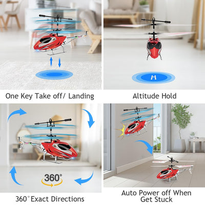 Aolso Hubschrauber RC Helikopter, ferngesteuertes Spielzeug, 3,5 Kanal Indoor fliegendes Spielzeug, Höhenlage Hobby Flugzeug mit Kreisel, Miniflugzeug Geschenk für Kinder und Erwachsene(Rosenrot)