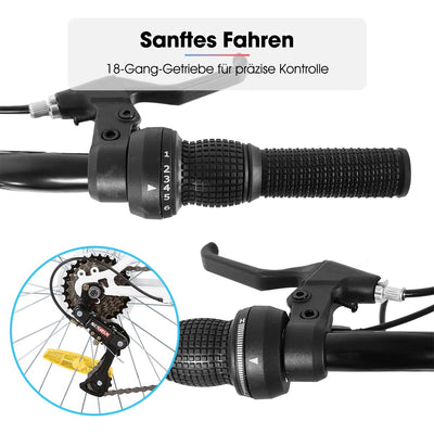 Hiland Mountainbike 26 Zoll für Jugendliche & Erwachsene, 18-Gang Fahrrad mit Doppel-V-Bremse, High Carbon Stahlrahmen MTB Fahrrad für Jugend Frauen Männer, Weiß