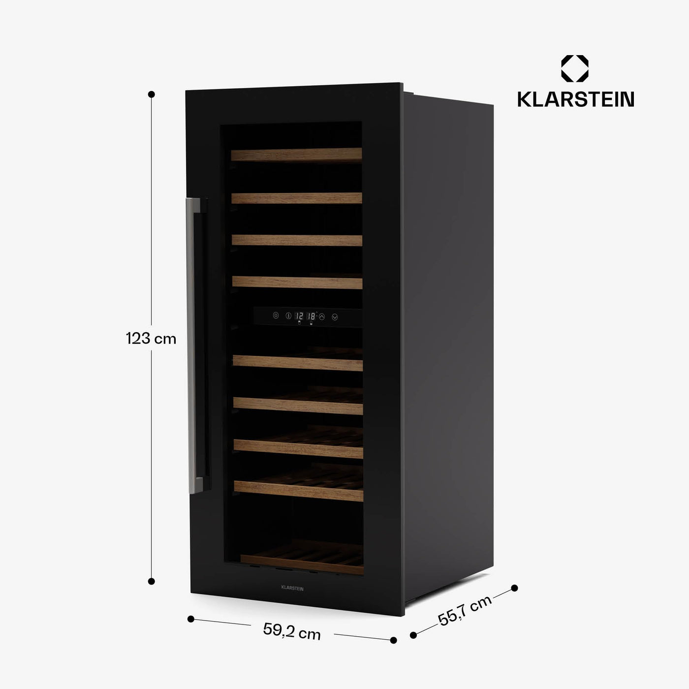 Klarstein Vinsider Duo Weinkühlschrank - 79 Flaschen, 2 Zonen, 5-22 °C, Touch-Bedienung, LED-Beleuchtung, UV-Schutz, Einbauschrank, Schwarz