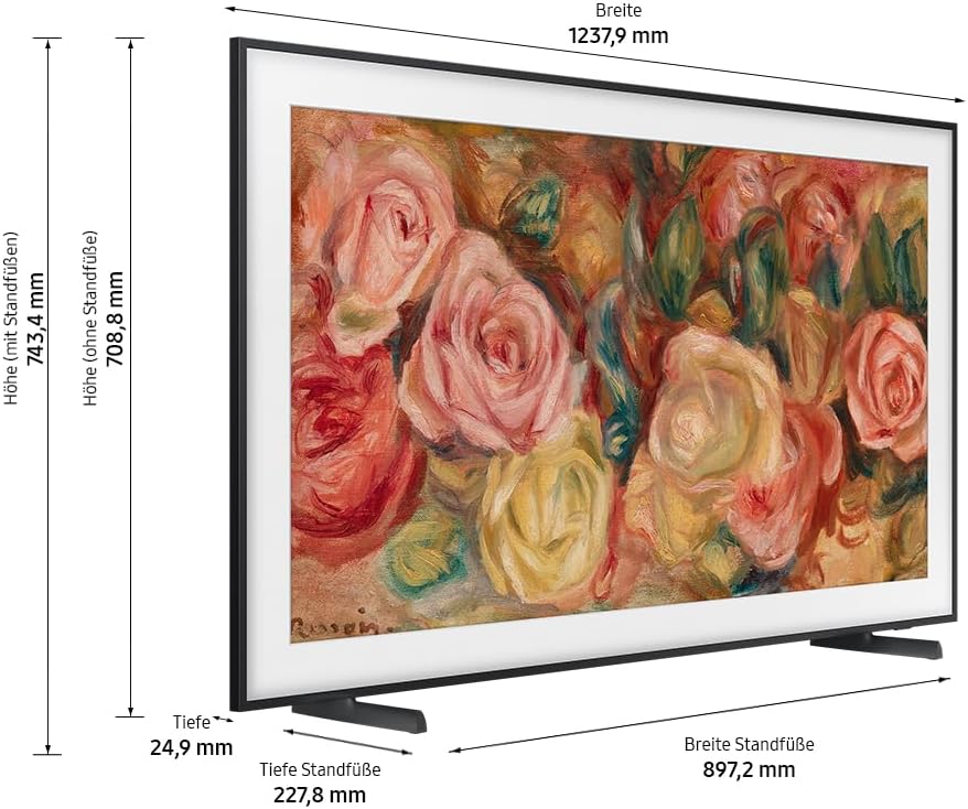 Samsung QLED 4K Fernseher The Frame 55 Zoll, Samsung TV mit mattem Display und austauschbarem Rahmen, Art Mode, Smart TV, GQ55LS03DAUXZG, Deutsches Modell [2024]