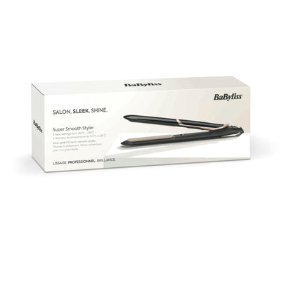 BaByliss Super Smooth Glätteisen – Anti-Frizz Ionen-Technologie, Hitzeschutzmatte, fortschrittliche Keramikplatten, schnelles Aufheizen, 6 Temperaturstufen von 140°C bis 235°C, ST393E