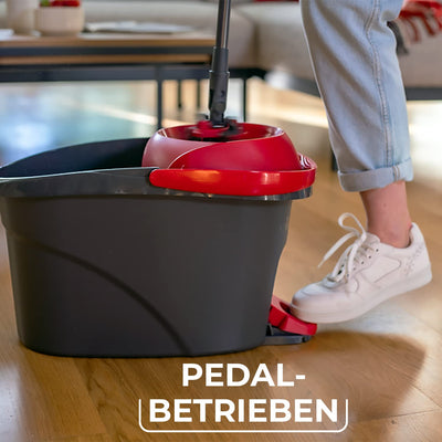 Vileda Ultramax Turbo 2in1 Bodenwischer Komplett Set, Wischmopp mit Teleskopstiel, Mikrofaserbezug und Eimer mit Powerschleuder, für alle Hartböden, Stiellänge 75-130cm, Eco-Verpackung