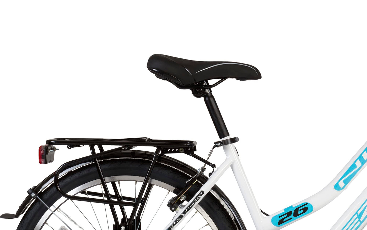 Rezzak 26 Zoll Fahrrad Mädchen Fahrrad Damen Fahrrad Citybike 21 Gang Drehschaltung RH ca 47cm Weiss Türkis -052