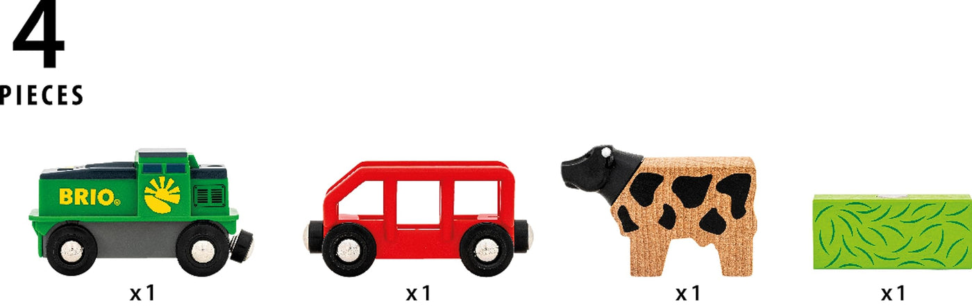 BRIO World - 36018 Bauernhof-Batteriezug - Batteriebetriebener Spielzeugzug für Kinder ab 3 Jahren