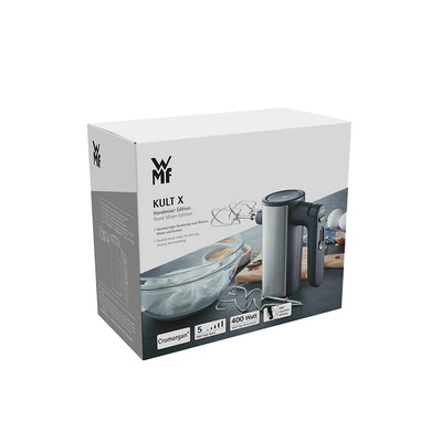 WMF Kult X Edition Handrührer, Handrührgerät, Quirl mit 5 Geschwindigkeitsstufen, Turbofunktion, Handmixer 400 W, Cromargan matt, schwarz