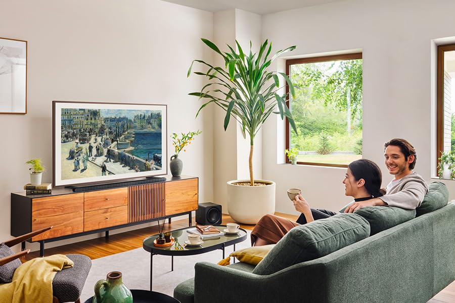 Samsung QLED 4K Fernseher The Frame 55 Zoll, Samsung TV mit mattem Display und austauschbarem Rahmen, Art Mode, Smart TV, GQ55LS03DAUXZG, Deutsches Modell [2024]