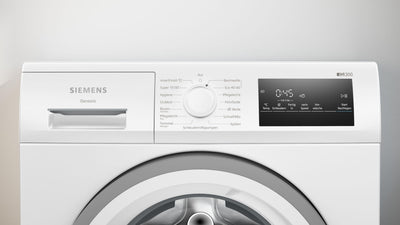 Siemens WM14N127 Waschmaschine iQ300, Frontlader mit 8kg Fassungsvermögen, 1400 UpM, speedPack L, smartFinish, Outdoor-Programm, LED-Display, Weiß, 60cm