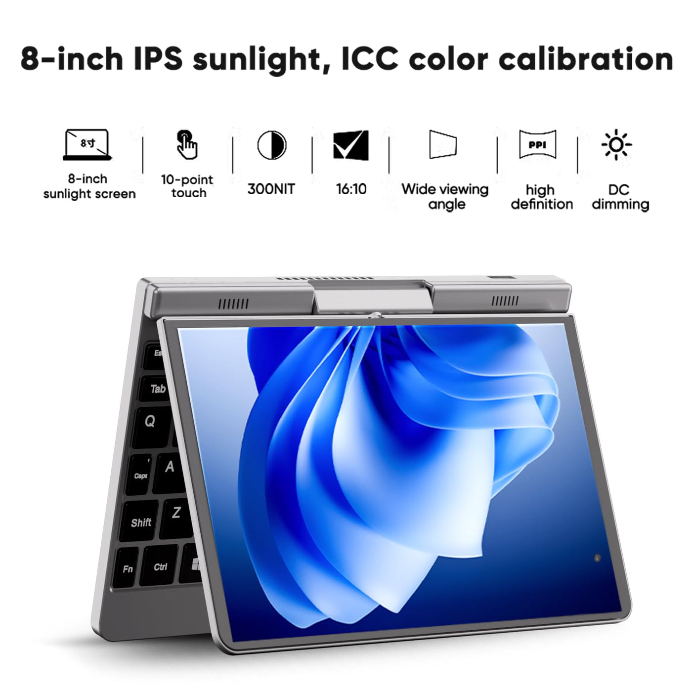 AdvanElink 8 Zoll Mini Laptop InteI N100, 12GB DDR5 1TB SSD, tragbarer Handheld-PC Win11 Pro, Touchscreen mit Stylus-Stift, WiFi6/Kamera/PD-Ladung